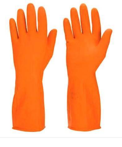 Unisex Orange Industrial Rubber Hand Gloves