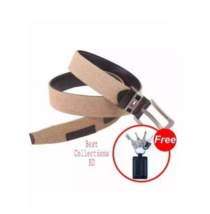 Exclusive Fabric Casual Belt For Men (Key Ring Free)