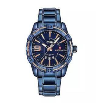 Naviforce NF9117 - Royal Blue Stainless Steel Analog Watch
