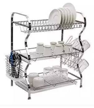 3 Layer Dish Drainer - Silver, 4 image