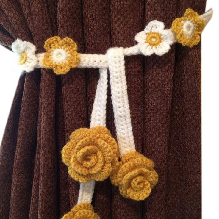 Brown Flower Crochet Curtain Tie