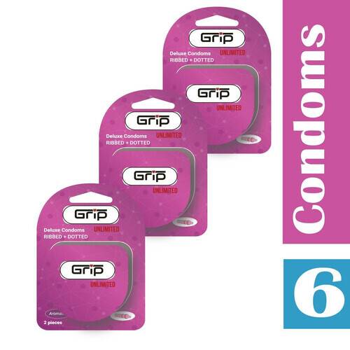 Grip Unlimited Ribbed+Dotted Condom for Men (3 pack) (6psc)