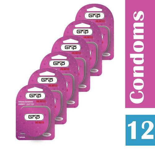 Grip Unlimited Ribbed+Dotted Condom for Men (6 pack) (12 psc)