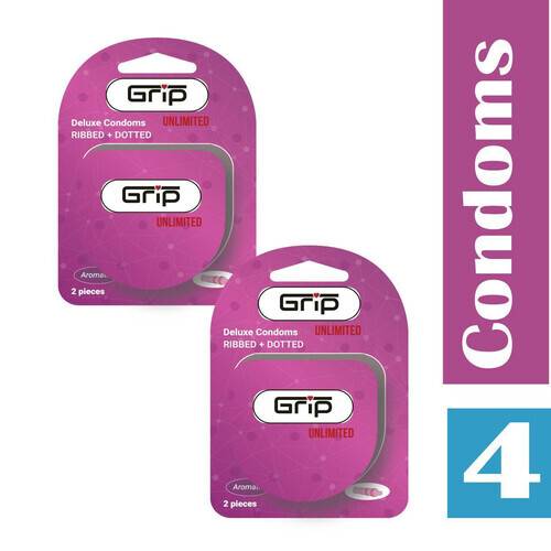Grip Unlimited Ribbed+Dotted Condom for Men (2 pack) (4psc)