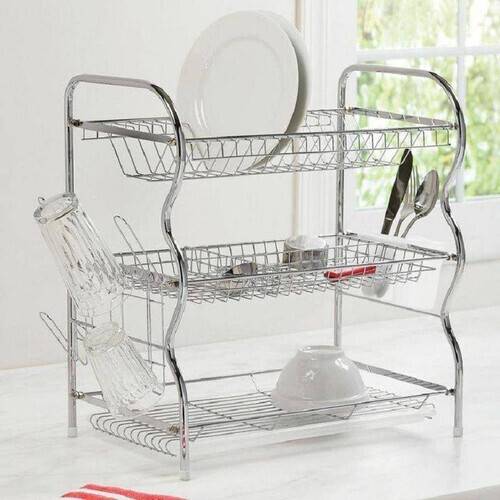 Kitchen Dish Cup Drying Rack - Silver