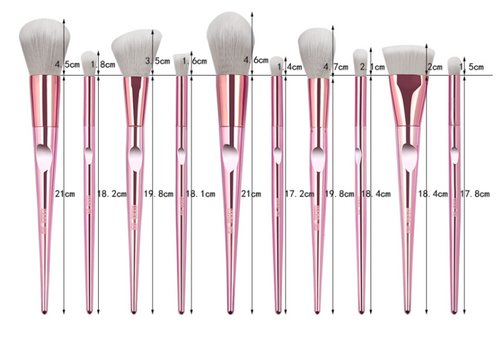 MAANGE 10 Piece Makeup Brush Set Metal Pink With Pouch, 3 image