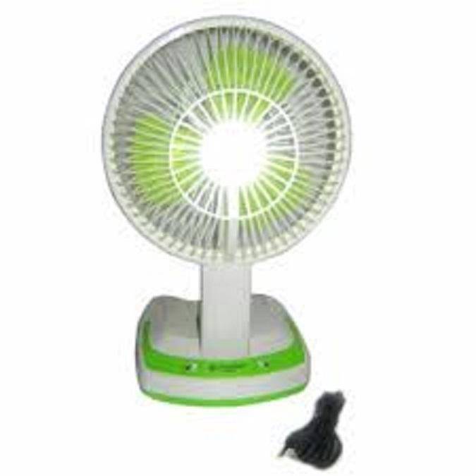 Portable LED Light With Mini Fan - White & Green