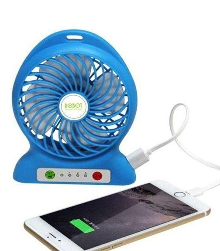Rechargeable Fan With Power Bank Feature - Blue