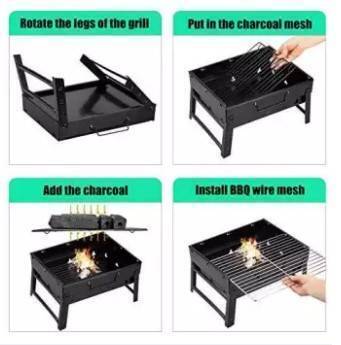 Large BBQ Charcoal Grill Barbecue Steel Foldable Stool Chair Stand, 2 image