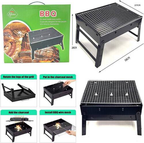 Large BBQ Charcoal Grill Barbecue Steel Foldable Stool Chair Stand