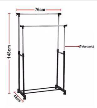 Stainless Steel Double Pole Cloth Rack, 3 image
