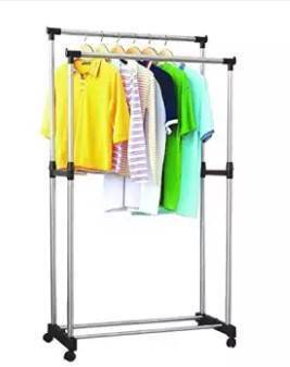Stainless Steel Double Pole Cloth Rack, 4 image