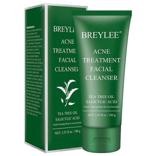 BREYLEE Acne Treatment Facial Cleanser Tea Tree Acne Face Wash
