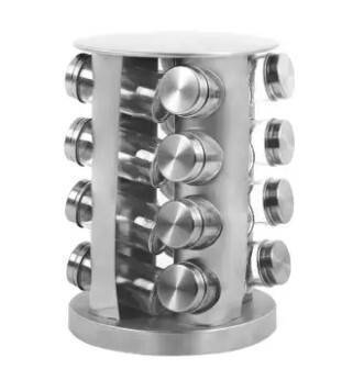 16 Pieces Rotating Stainless Steel Glass Spice Jar Rack, 2 image