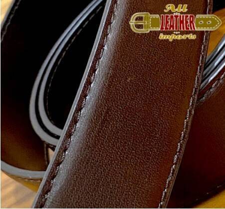 Original Genuine Leather Casual Belt Chocolate Band Golden Color Buckles, 2 image