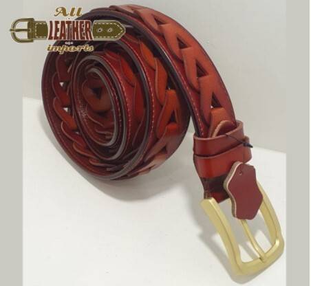 Original Genuine Leather Chocolate Brown Band Golden Color Buckle Stylish Belt, 2 image