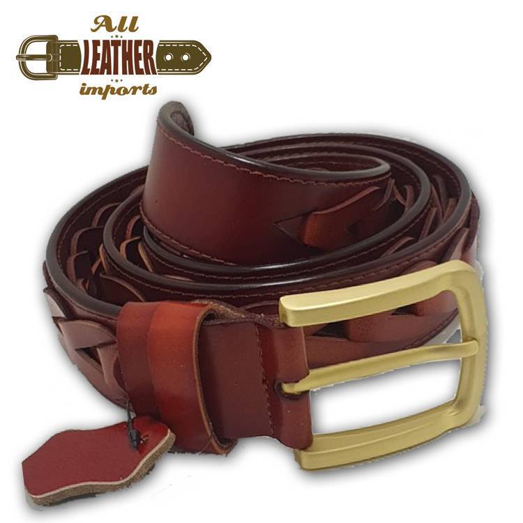 Original Genuine Leather Chocolate Brown Band Golden Color Buckle Stylish Belt, 3 image