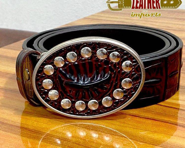 Original Genuine Leather Scorpion Chocolate Band Chocolate Color Buckles Rockstar Belt, 2 image