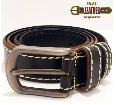 Original Genuine Leather Swing Black Band Magnet Silver Buckle Stylish Belt, 2 image