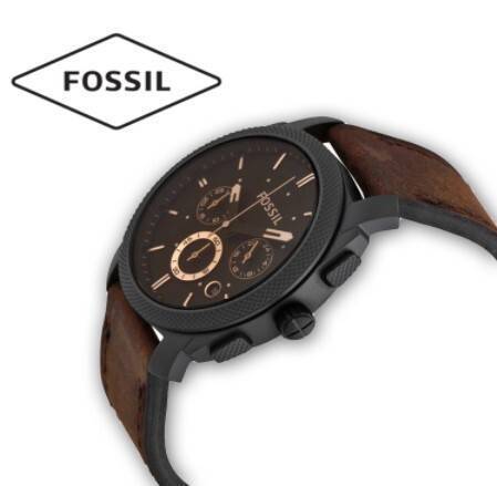 FOSSIL Machine Chronograph Brown Dial Leather Band Mens Watch-FS4656, 2 image