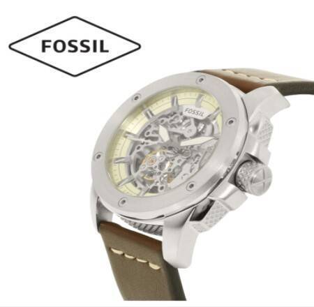 Fossil Modern Machine Automatic Cream Dial Leather Belt Mens Watch-ME3083, 2 image