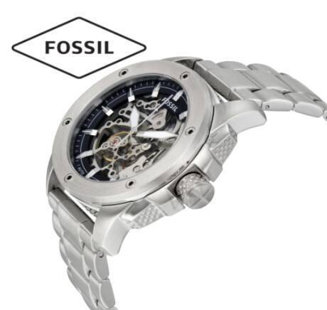 Fossil Modern Machine Automatic Skeleton Dial Silver Band Mens Watch-ME3081, 2 image
