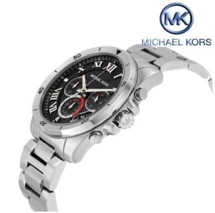 Michael Kors Authentic Brecken Chronograph Black Dial Silver Stainless Steel Band Mens Watch-MK8438, 3 image