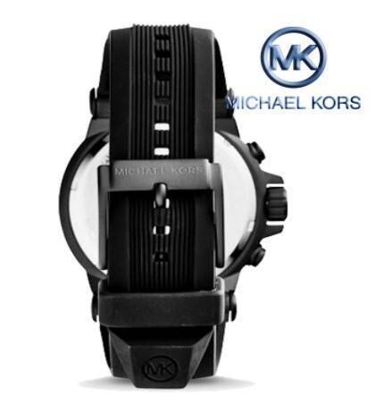 Michael Kors Dylan Chronograph Black Dial Black Silicone Belt Mens Watch-MK8383, 3 image