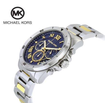 Michael Kors Brecken Chronograph Blue Dial Two-Tone Stainless Steel Mens Watch-MK8437, 2 image
