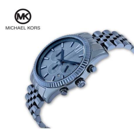 Michael Kors Lexington Chronograph Blue Dial Blue Band Stainless Steel Mens Watch-MK8480, 2 image