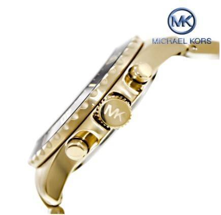 Michael Kors Chronograph Blue Dial Golden Band Stainless Steel Mens Watch-MK8267, 2 image