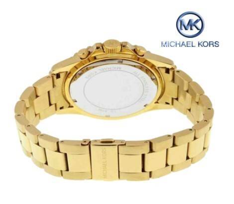 Michael Kors Chronograph Blue Dial Golden Band Stainless Steel Mens Watch-MK8267, 3 image