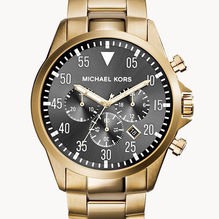 Michael Kors Mens Gage Chronograph Gold-Tone Stainless Steel Watch-MK8361