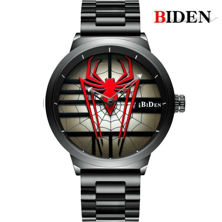 Biden 0063 Spider Man Limited Edition Multi Color Dial Black Band Stainless Steel Mens Watch