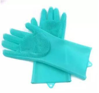 Silicone Cleaning Gloves with Wash Scrubber Reusable Brush Dish, 2 image