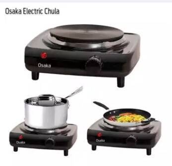 Osaka 1100 watt single burner electric stove with cast iron heating plate and thermal fuse for overheating protection