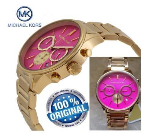 Michael Kors Bailey Chronograph Pink Dial Gold-Tone Band Ladies Watch-MK5909, 3 image
