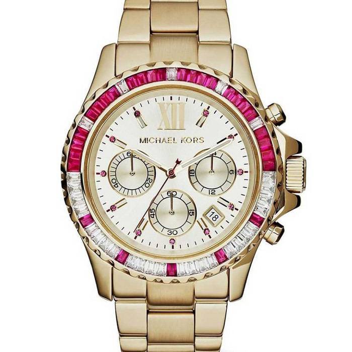 Michael Kors Everest Chronograph Champagne Dial Gold-Tone Ladies Watch-MK5871