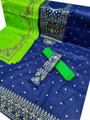 Afsana Printed Comfortable Cotton Three Piece For Women -Navy Blue
