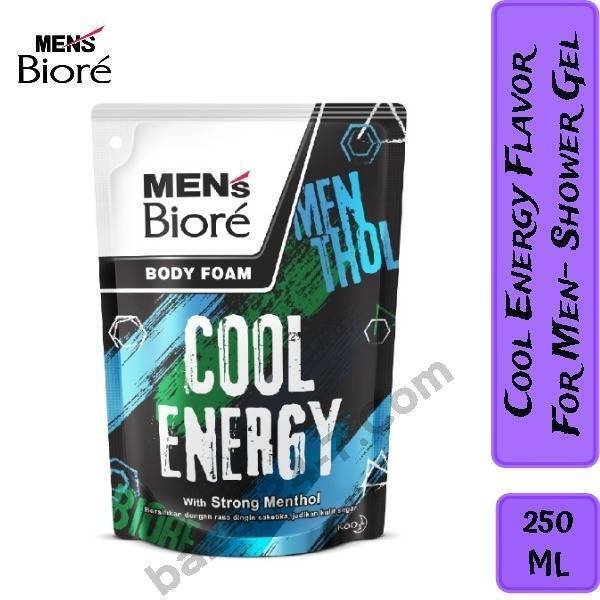 Mens Biore Shower  Gel - Cool Energy -250 ml (Pouch)