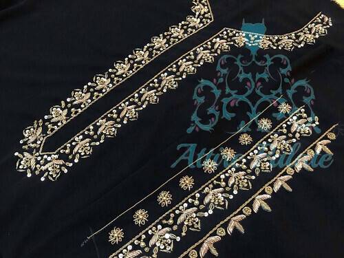 Fashionable Black Unstich Salwar Kamiz 3pcs For Women, 2 image