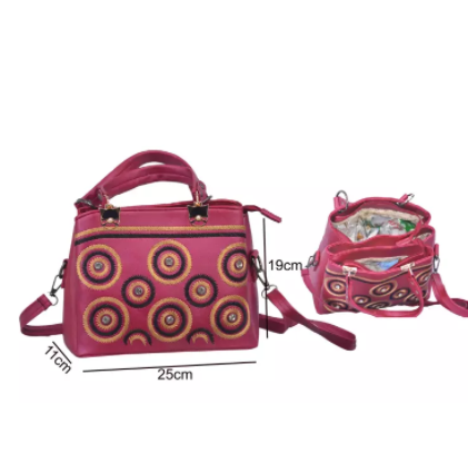 Dark Pink PU Leather Designer Hand Bags For Women, 3 image