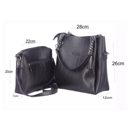 Black PU Leather Designer Hand Bags For Women, 2 image