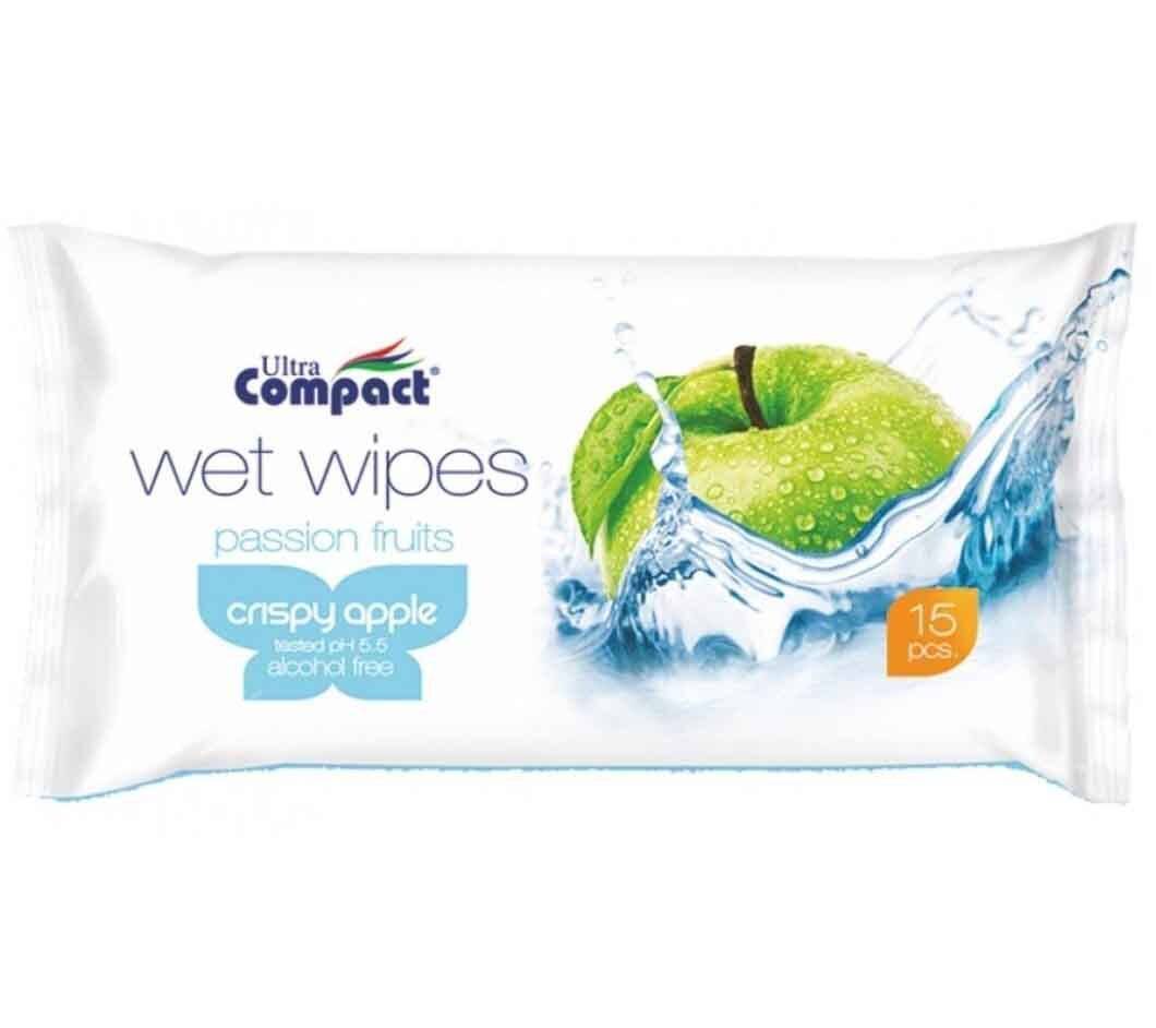 Ultra ComPact Wet Wipes 15pcs Crispy Apple Flavour