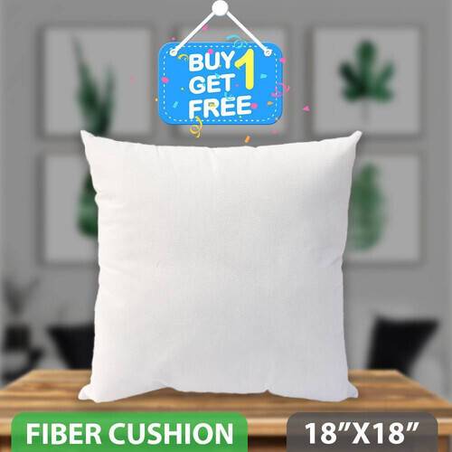 Standard Fiber Cushion, Tissue Fabric, White (18″x18″)_Buy 1 Get 1 Free, 77221