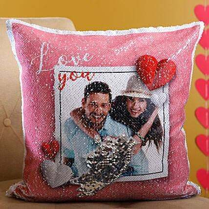 Personalized Photo Sequin Cushion Cover, 2 image