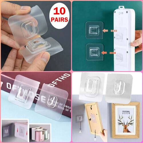 Double-Sided Adhesive Wall Hooks  (5 Pair)