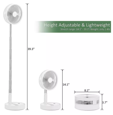 Portable Standing Fan with Remote Controller,Foldaway Floor Fan, Telescopic Pedestal Fans for Personal Bedroom Office, 3 image