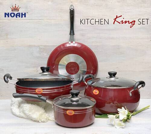 Noah Kitchen King Set Maroon  -7 Set