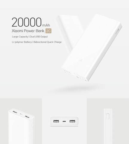 20000mAh Xiaomi Mi Power Bank 2C Support Two-way Fast Charging QC 3 69, 2 image